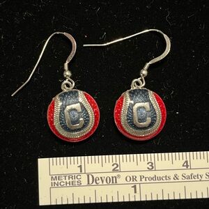 Cleveland Indians Logo Dangle Earrings - Sterling